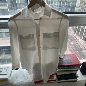 Club Monaco Sheer White Blouse